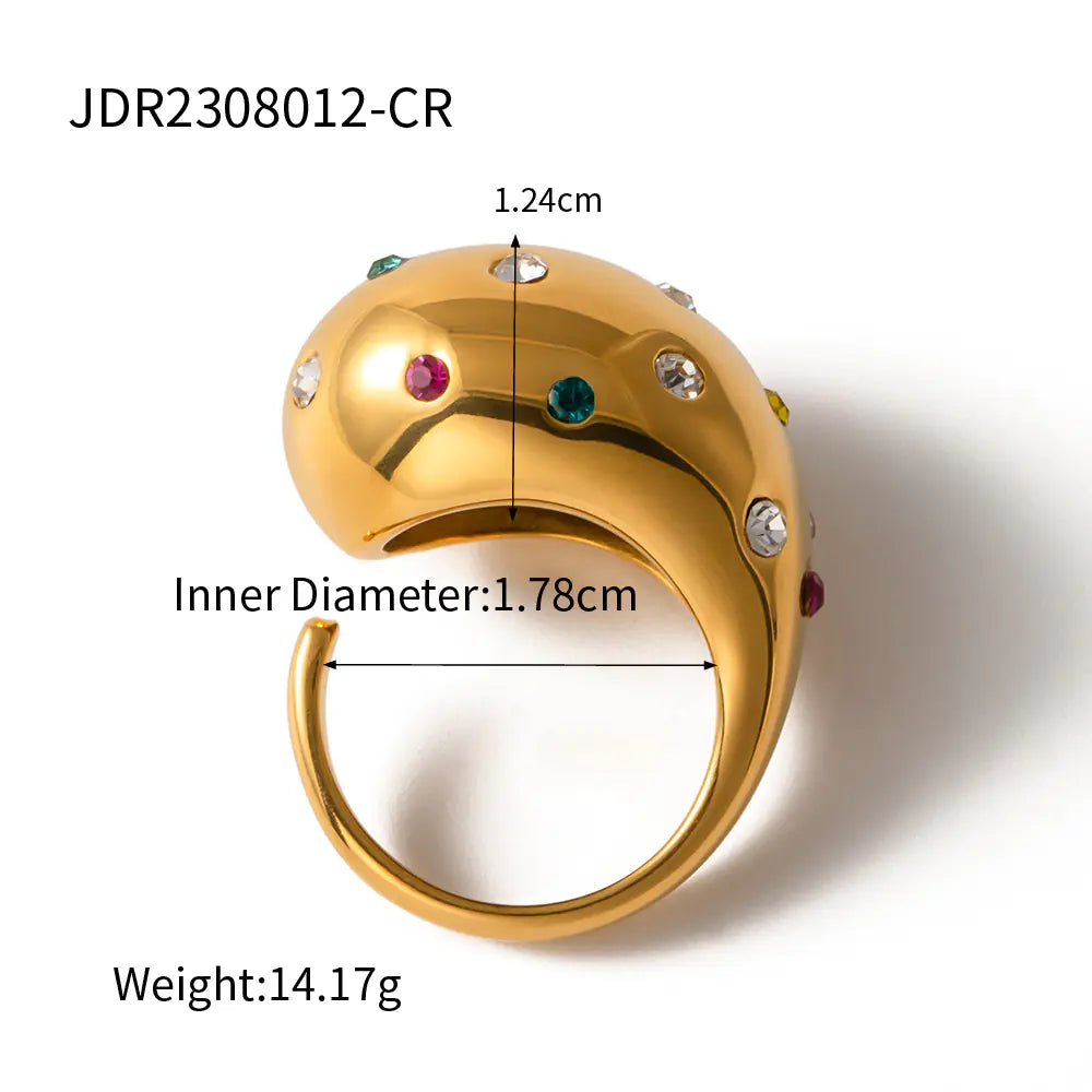 Fashionable 18K Gold Exaggerated Stainless Steel Ring