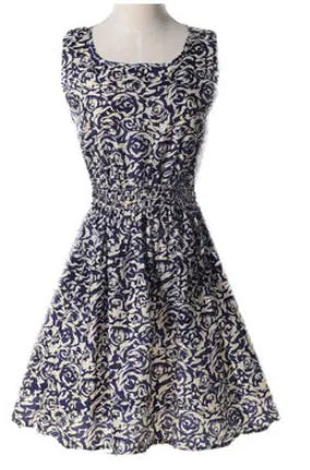 2018 Summer Plus Size Floral Chiffon Dress and Skirt