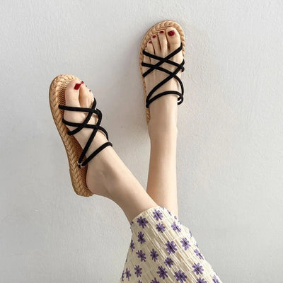 Fairy Style Lace-up Flat Roman Sandals for Women