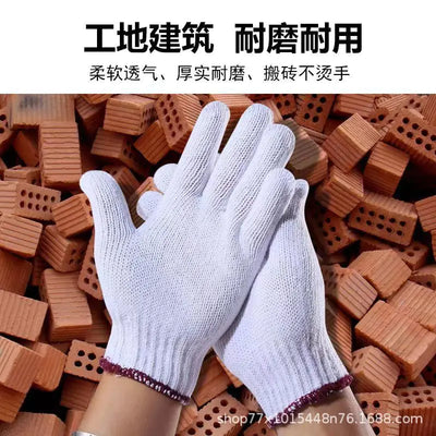 Thick Red Cotton Yarn Work Gloves for Adults