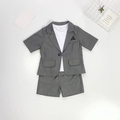 Boys' Summer Suit Set with Shorts and T-Shirt (3 Pieces)