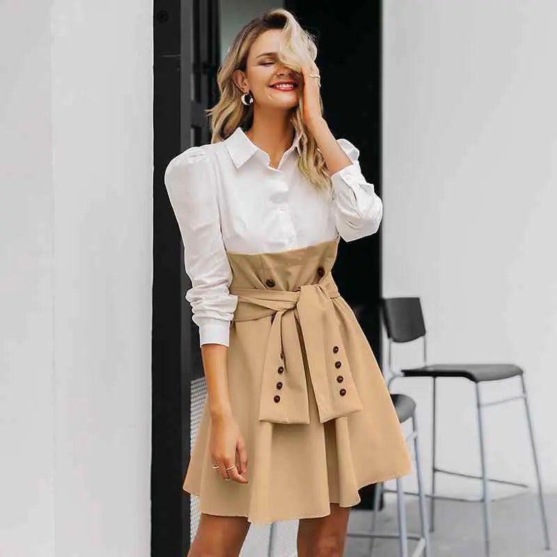 Color Block Suit Dress - Women's Fashion 2019 Winter