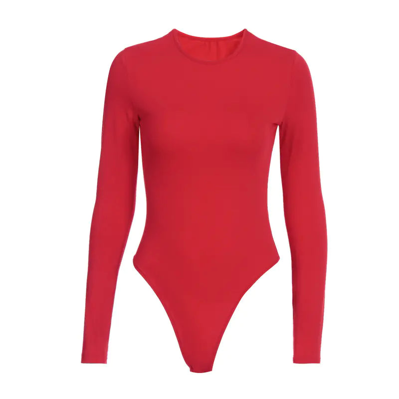 2023 Winter Women's Solid Color Long Sleeve Bodysuit