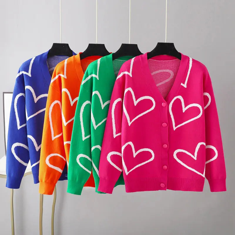 2023 Autumn Winter Women's Knit Cardigan with Hearts