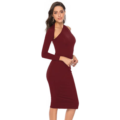 Women's Spring/Summer One-Shoulder Bodycon Dress