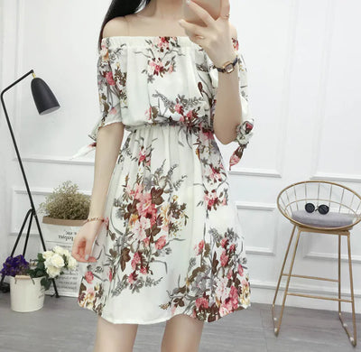 Strapless High-Waist Floral Dress