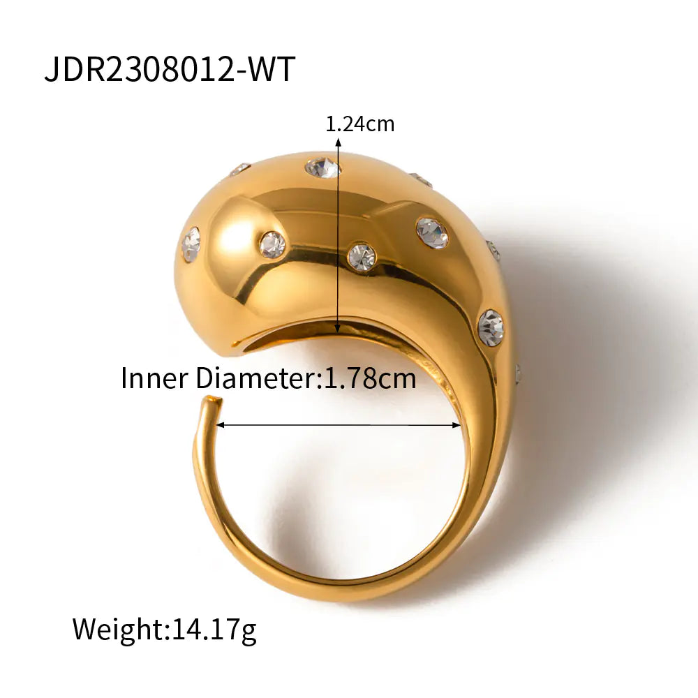 Fashionable 18K Gold Exaggerated Stainless Steel Ring