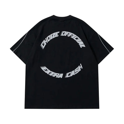 Y2K Oversized Reflective Strip T-Shirt for Men