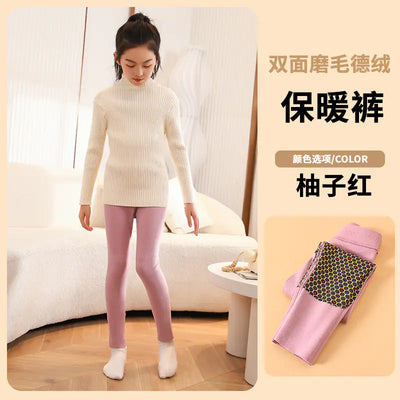 Girls' Warm Fleece Trousers for Winter Schoolwear