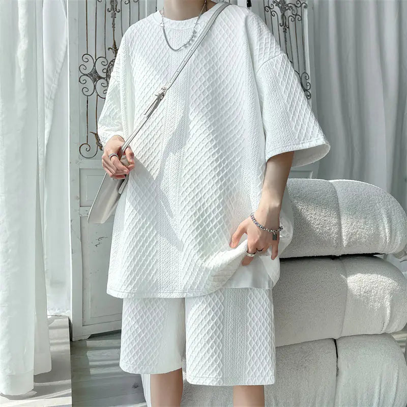 Summer New Solid Color Short Sleeve Two-Piece Set