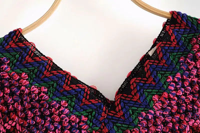 Irregular V-Neck Knit Sweater with Fringe Shawl