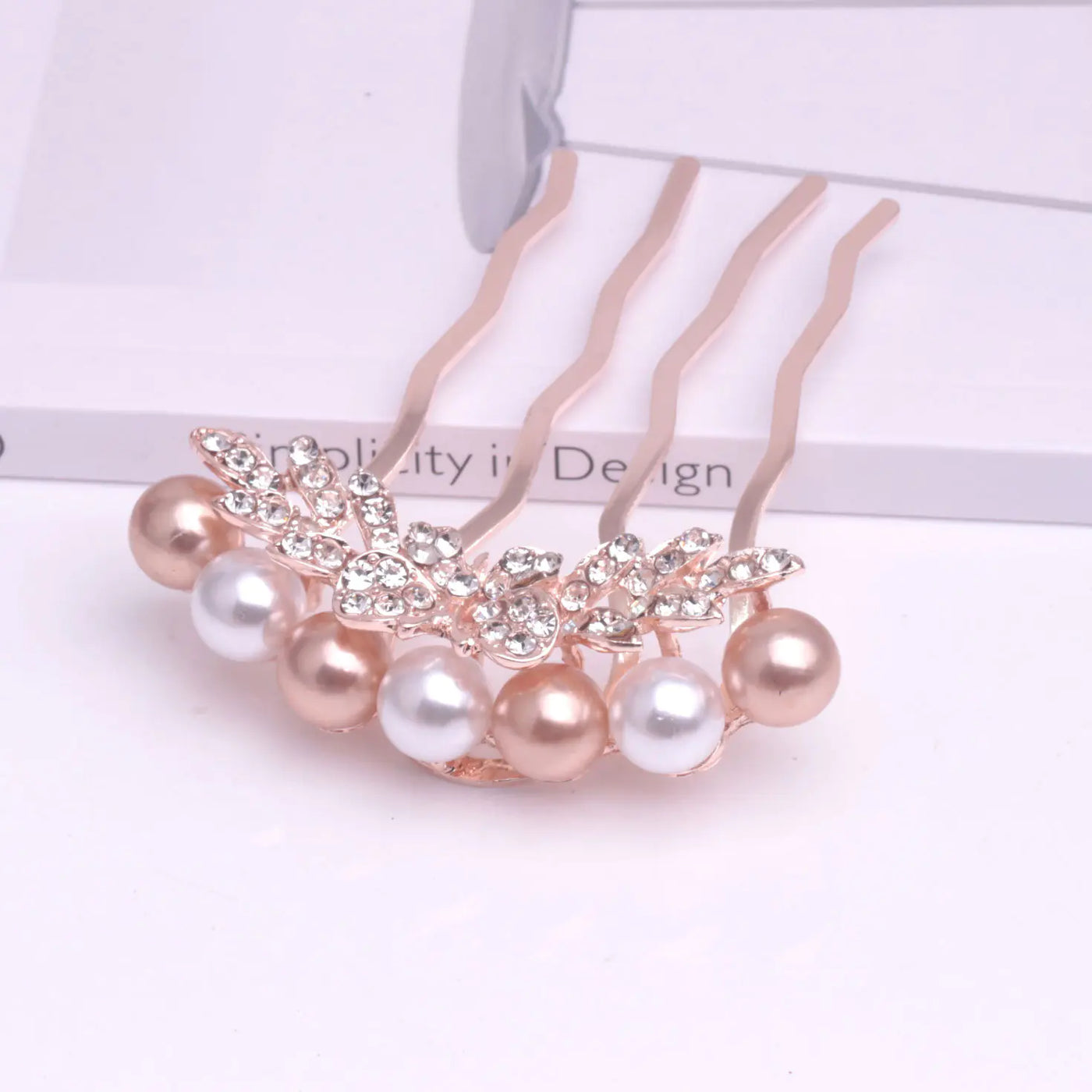 Korean Pearl Four-Tooth Comb with Bowknot Hair Accessory