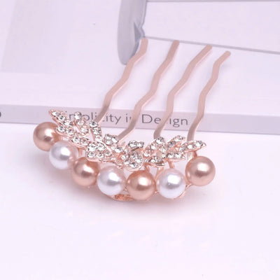 Korean Pearl Four-Tooth Comb with Bowknot Hair Accessory