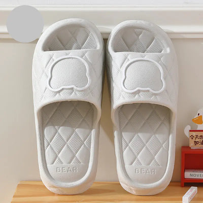 Rhombus Bear Design Non-Slip Thick Sole Slippers