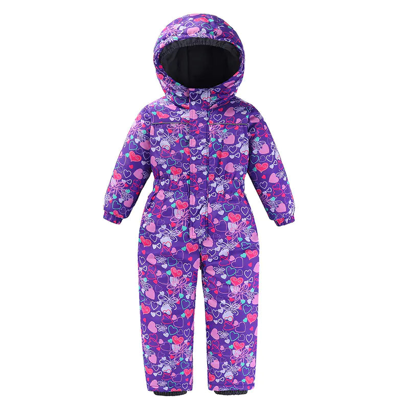 Winter New Kids' Warm One-Piece Printed Snowsuit