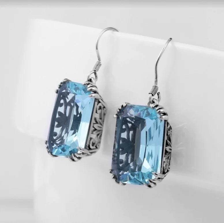 Vintage Square Zircon Ear Studs and Earrings