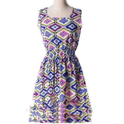 Plus Size Floral Chiffon Sleeveless Dress