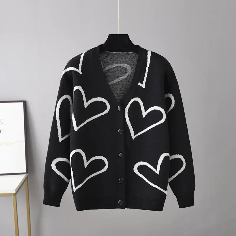 2023 Autumn Winter Women's Knit Cardigan with Hearts