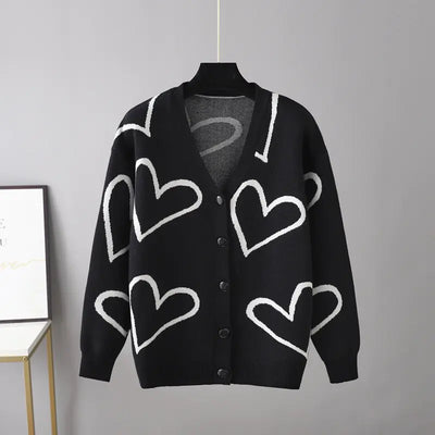 2023 Autumn Winter Women's Knit Cardigan with Hearts