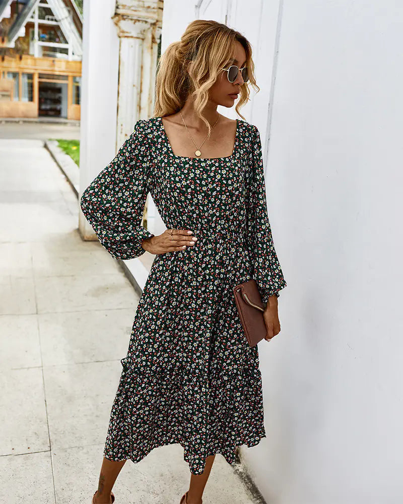 Elegant Long Sleeve Floral Dress for Women