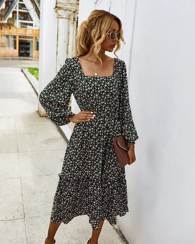 Elegant Long Sleeve Floral Dress for Women