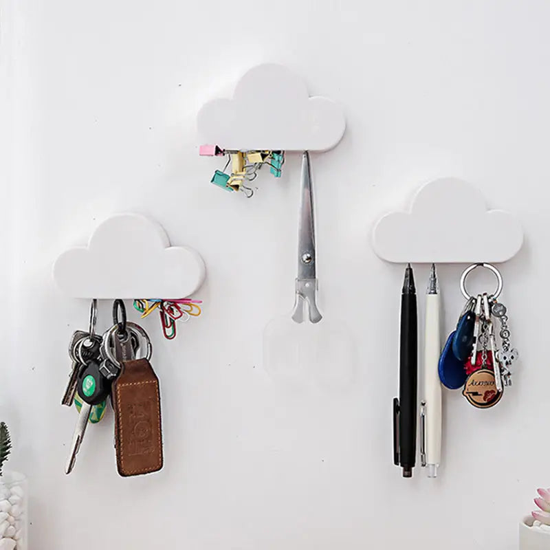 1pc Cloud Magnetic Key Hook with Sticky Ring Holder
