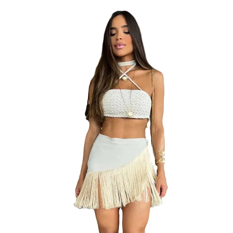 2024 Women's Solid Color Two-Piece Vacation Set