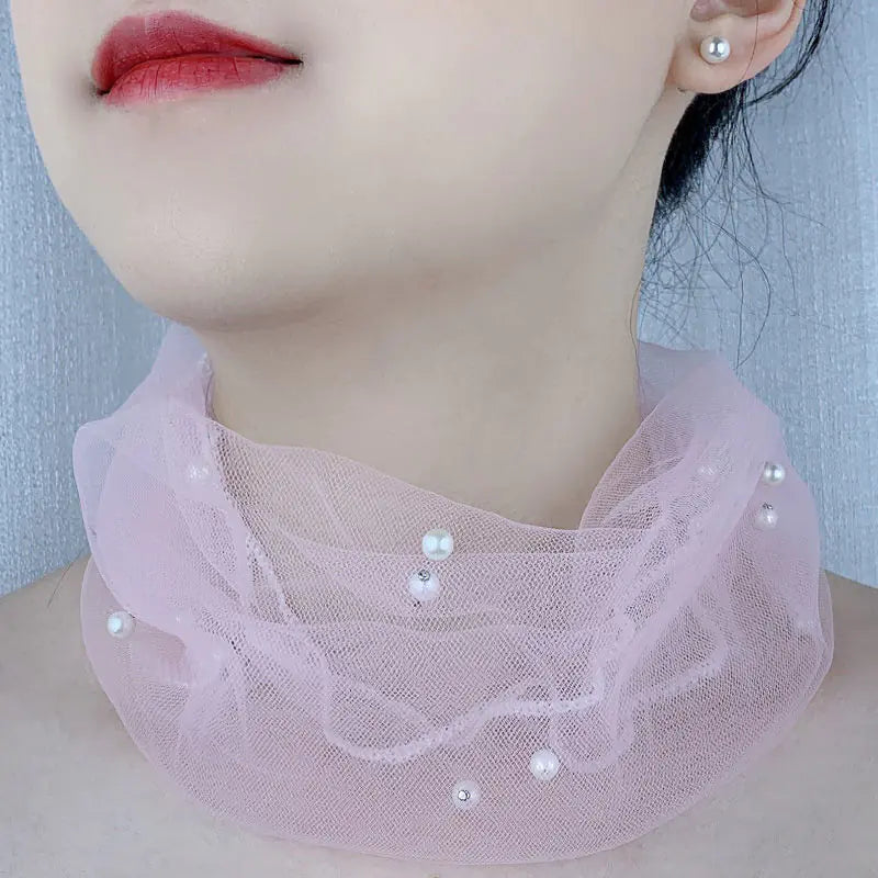 Fashion Solid Color Women's Beaded Elastic Scarf