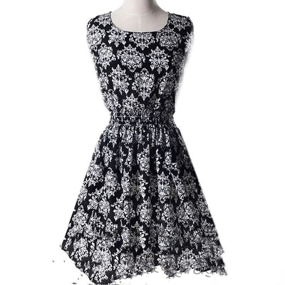 Plus Size Floral Chiffon Sleeveless Dress