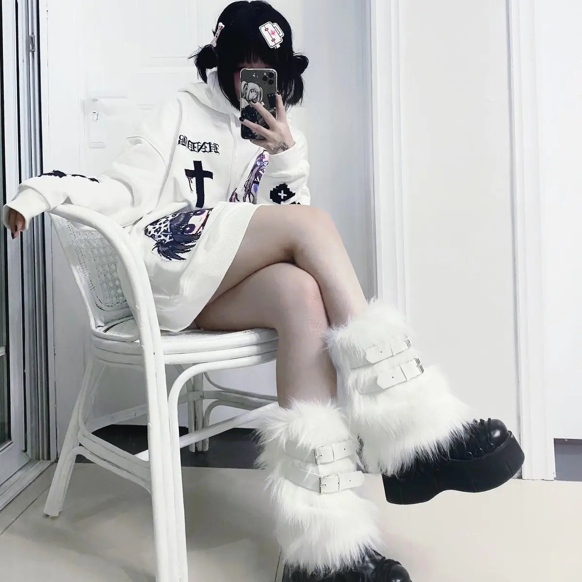 Popular and Cute Printed Loose Hooded Sweater