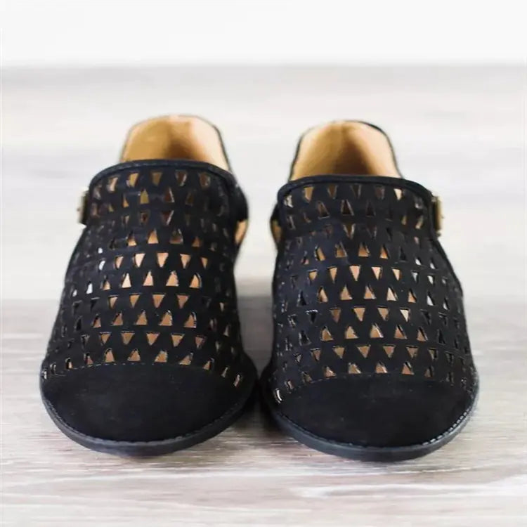 Mid-Heel Sandals with Hollow Toe Design