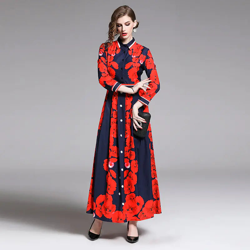 Waist-Cinching Floral Dress, Versatile Design