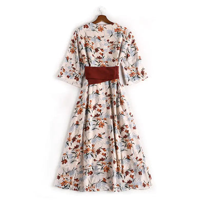 Plus Size Modified Hanfu Summer Dress with Floral Design