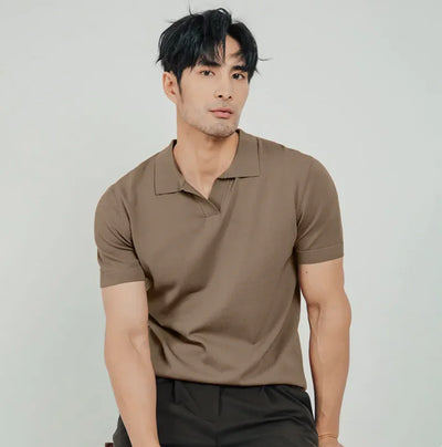 Classic Knit Lapel Polo Shirt for Men