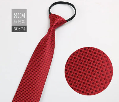 Black Men's Tie - Blue Striped Business Zipper Tie