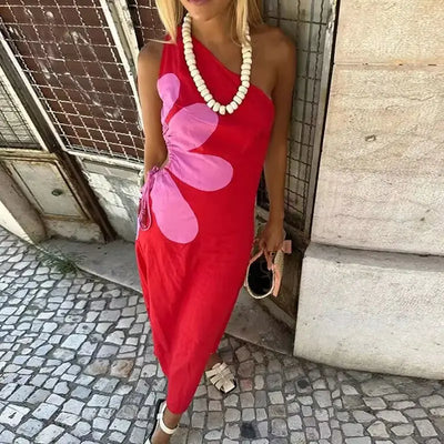 2024 Fashionable Casual Asymmetrical Floral Dress