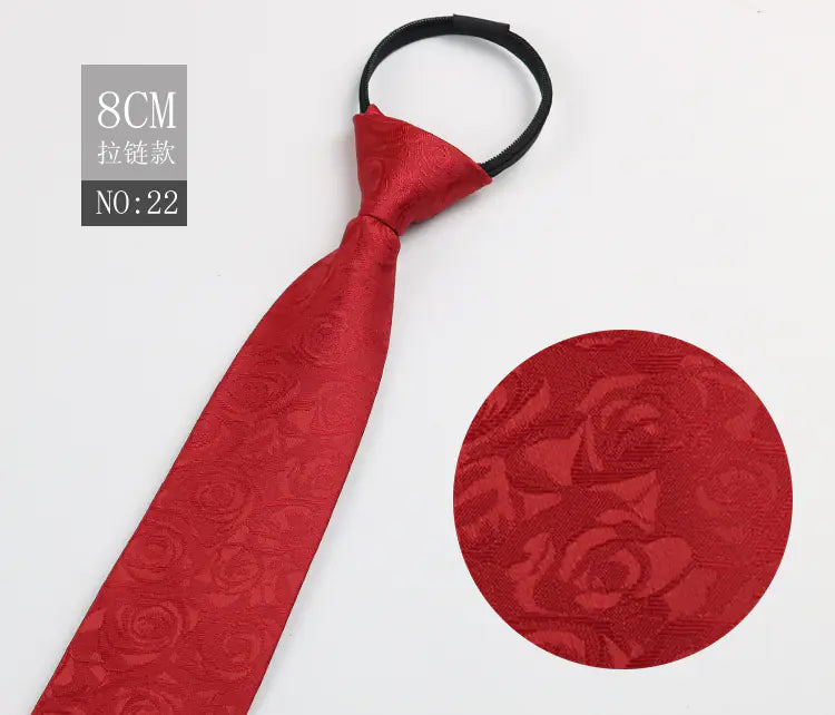 Black Men's Tie - Blue Striped Business Zipper Tie