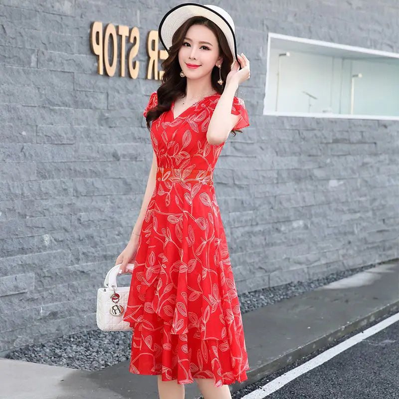 Chiffon Floral Dress - Slim Fit Summer Long Dress - ActOn