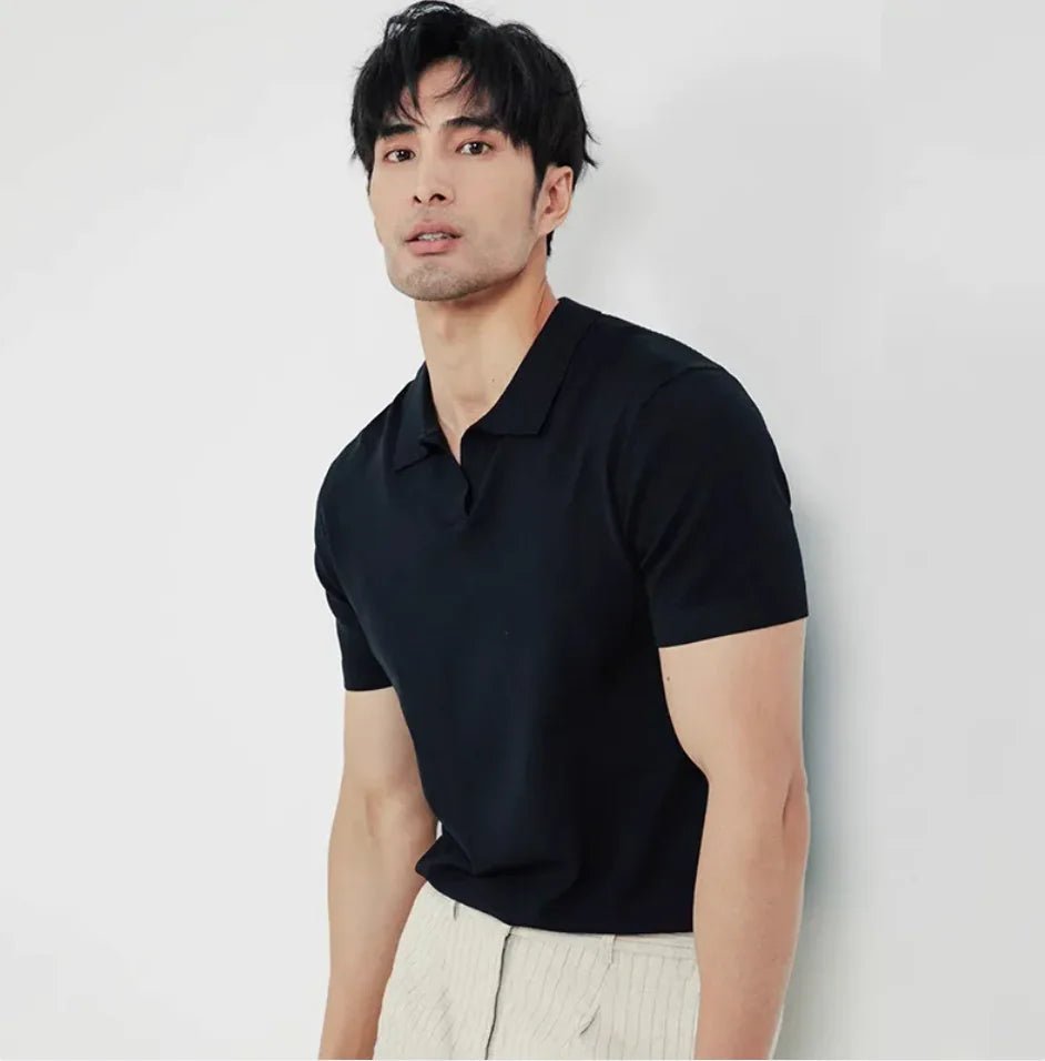 Classic Knit Lapel Polo Shirt for Men - ActOn