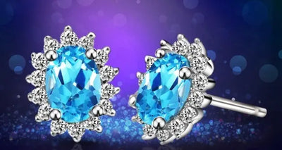 925 Silver Jewelry Cross-Border Colorful Gem Earrings