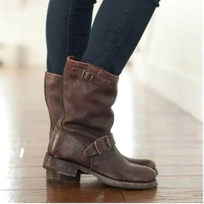 Square Heel Mid-Tube Women's Boots for All Seasons