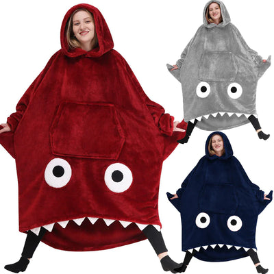 Cartoon Animal Gift Warm Blanket Shark Pajamas Set