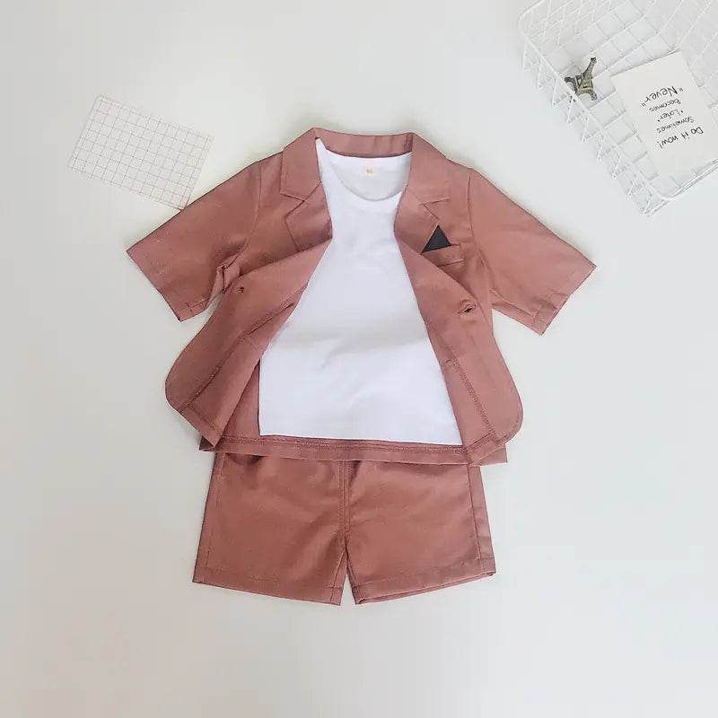 Boys' Summer Suit Set with Shorts and T-Shirt (3 Pieces)