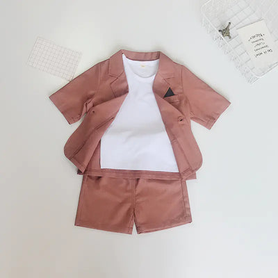 Boys' Summer Suit Set with Shorts and T-Shirt (3 Pieces)