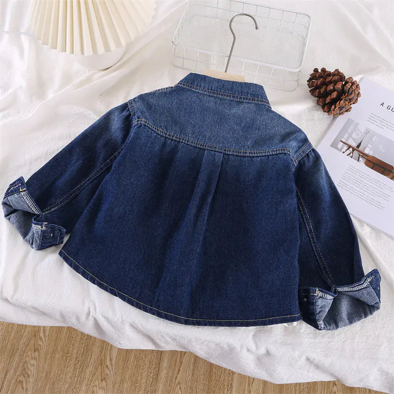 2023 Fall Boys' Casual Denim Shirt with Embroidery