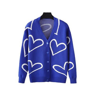 2023 Autumn Winter Women's Knit Cardigan with Hearts