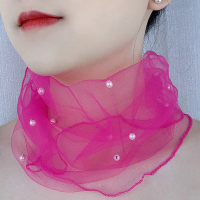 Fashion Solid Color Women's Beaded Elastic Scarf