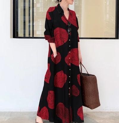 Waist-Cinching Floral Dress, Versatile Design