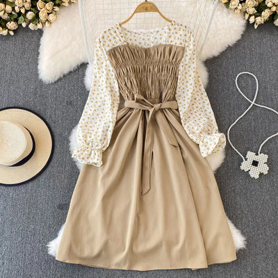 Floral Dress with Fashionable Round Neck Design