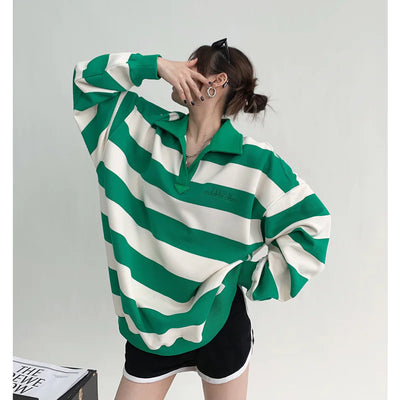 Men's Unisex Striped Embroidered Sweatshirt